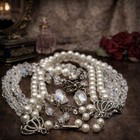 Vtg Ab Crystal Faux Pearl Jewelry Lot Layered Bridal Necklace Bracelet Earrings