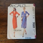 Vtg Rare Mccall s 7021 Halston Front Tie Wrap Formal Dress Sewing Pattern B36 