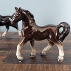 Vintage Horse Pony Figurines Small 4  Tall Glossy Set Of 2 Bay And Black