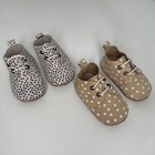 2 Pair Piper Finn Leather Baby Crib Shoes Size 3 Polka Dots