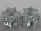 Vintage Pair Of Signed Tiffany   Co Seven Pointed Star Crystal Candlesticks