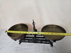 Vintage Balance Scale Wrought Iron W  Brass Pans And One Weight 20  X 10 