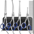 Professional Pet Dog Grooming Scissors Straight Curved Shears Fur Clippers Set