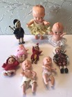 9 Vintage Miniature Collectible Celluloid Plastic Variety Dolls