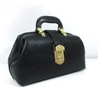 Vintage Leather Doctor Bag Physician Medical Bag Hard Shell Black Satchel Grafco