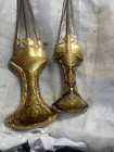Antique Arabic Silver Chiseled Dagger Damascus Wootz Blade Ruby Gemstone Sword