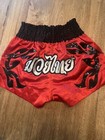 Satin Muay Thai Shorts Red Black Size Medium Boxing Martial Arts Mma