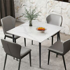 Sqaure Kitchen Marble Dining Table Small Compact W Sintered Stone Top Metal Base