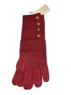 Nwt Michael Kors Women   s Knit Gloves Red Maroon With Gold Buttons One Size 