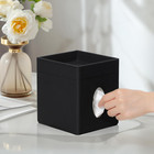 Tissue Box Cover  Pu Leather Square Tissue Box Holder With Storage Tray For Bath