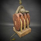 Large Vintage Nautical Pulley Block Lamp 32    Tall     Coastal Maritime Rope Decor
