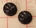 18 Vintage Sm Czech Glass Shank Button Black Folded Texture Design 1 2  14mm  19