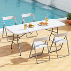 Leumius 6 Foot Folding Table fold-in-half Plastic Table indoor Outdoor White New