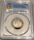 1881 3 Cent Nickel   Pcgs Au Detail   Sharp Certified Type Coin Example