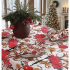 Christmas Tablecloth Rectangle  Poinsettia Jacquard Fabric Table Cloth 60x84   