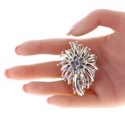 Vintage Silver    Gold Tone Rhinestone Brooch Pin With Starburst Design 40x54mm