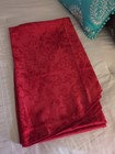 Christmas Holiday Tablecloth Holly Poinsettias Red Damask 56x96  Oval Oblong