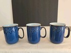 Set 3 Denby Fine Stoneware Midnight Beaker English Mug 4  Flower Red Dot
