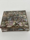 Vtg Mexican Alpaca Silver   Abalone Shell Inlay Trinket Box 3 5  Square Decor