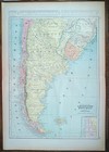 1900 Argentina Chile Uruguay South America Map 26 x18  Cram Old Antique Original