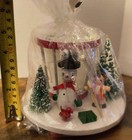 Vintage Kitschy Wooden Snowman boy trees Planter Vase taiwan 5 