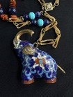 Vintage Chinese Cloisonne  Cinnabar  Stone  Porcelain Beads Necklace