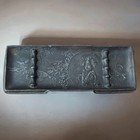 Antique Japanese Bronze Pen Rest Tray Geisha Relief Birds Meiji Taisho Era