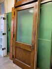 Vintage Oak Door  W  Privacy Glass Jamb   Transom Door 36 x83  Architectural