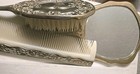 3pc Vanity Set Victorian Ornate Hand Mirror Brush Comb Silver Plated Fancy