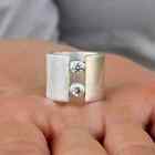 Crystal 925 Sterling Silver Wide Band  Statement Ring Handmade Ring All Size