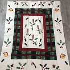 Country Christmas Quilted Throw Lap Blanket 50x60 Appliqu   Wall Hanging Red Grn