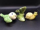 Lot Of 3 Vintage Springtime Bird Butterfly Snail Ceramic Macrame Beads Craft