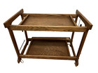     rare 1950s Mcm Rolling Bar Cart Mid Century Modern Wood End Table W  Wheels    