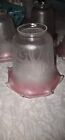 4 Vintage Ruffled Pink Cranberry Glass Acid Etched Light Lamp Shade  Vienne