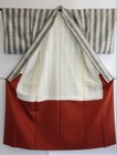 Silk Tsumugi Kimono Check Pattern Komon With Basting Stitches Used