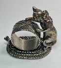 Reed   Barton 1824 Collection 1999 Silver Plate Figural Napkin Ring Cat   Mouse