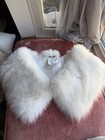 Fox Fur Shawl Wrap Bridal Bolero Shrug  One Size  White Kathy Ireland Real Fur