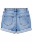 Wonder Nation Girls Blue Denim Shorts Size 12 Distressed Cuffed Button Closure