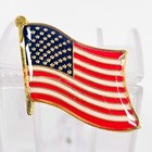 American Flag Lapel Pin Usa Waving Enamel Gold Tone Patriotic Tie Tack New