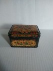 Vintage Daher Metal Hinged Decorative Tin Faux Needlepoint Floral Design England