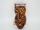 Vintage Cryptomeria Wooden Owl Wall Hanging Mcm Felt Eyes