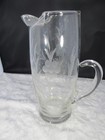 Vintage Clear Martini cocktail Pitcher Floral Design 10   Tall 