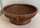 Handwoven Southeast Asian Basket Tray Good Luck Geometric Swastika Design 13   