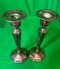 Vintage 1847 Rogers Bros Silverplate Candlestick Pair Heraldic Crest 9 25 Estate