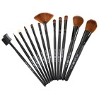 12 Pcs Studio Pro Makeup Cosmetic Brush Set Kit Leather Case Eye Shadow Blush