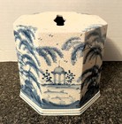 Rare Italian Delft Blue Style Ceramic Porcelain Bath Tissue Box Cover Holder