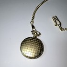 Gold Tone Full Hunter Pocket Watch W  Chain  Eagle Dial  Roman Numerals