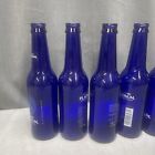 Labels On Lot Of 6 Cobalt Blue Beer Bottles Vases Flowers Crafts Wind Chime Tree