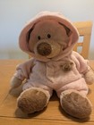 Ty Pluffies Bear Plush Lovey Pink Hooded Pajamas Soft Baby Sewn Eyes Tylux