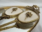Vintage Globe Usa Hollywood Regency Gold Tone Vanity Set With Mirrored Tray